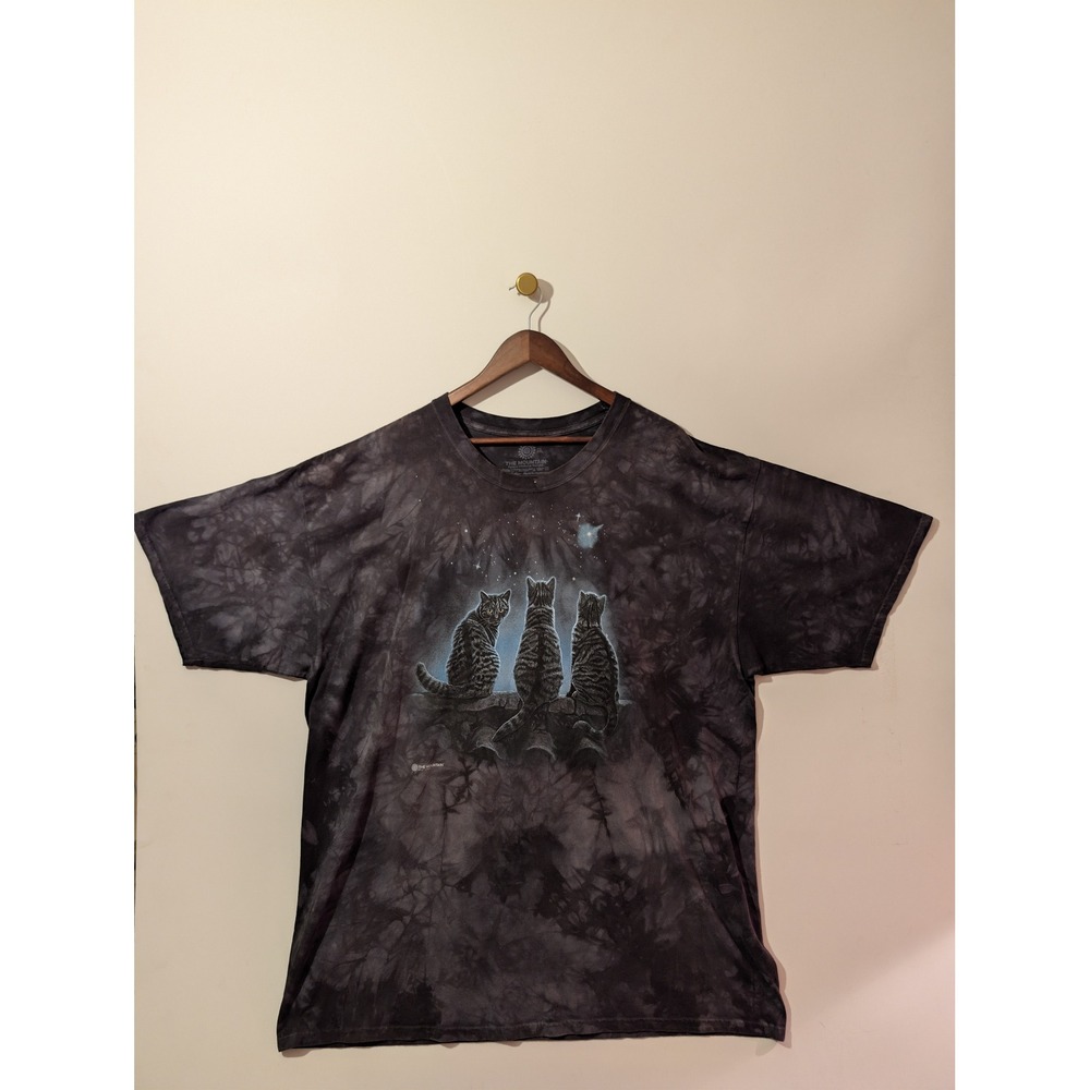 The Mountain Graphic Tee Mens 3XL Black Tie Dye Cats Shooting Star Excellent
